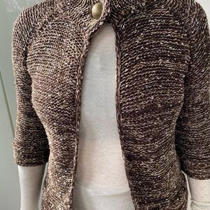 BCBGMaxAzria Brown Marled Open-Front Knit Cardigan